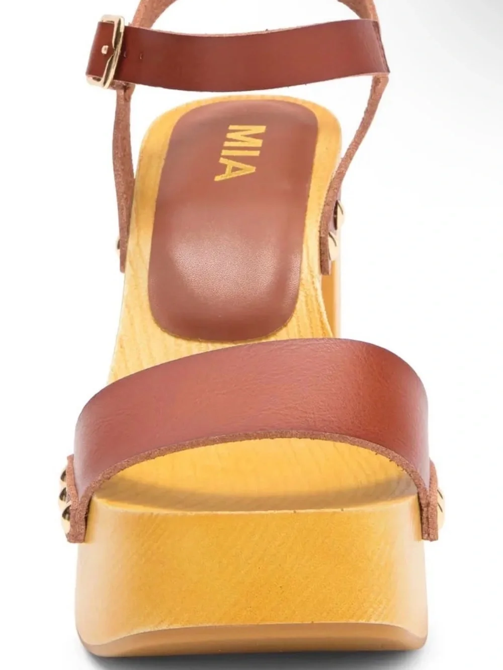 BRAND NEW MIA WOMEN DARRAH WOODEN BLOCKED HEEL SANDAL